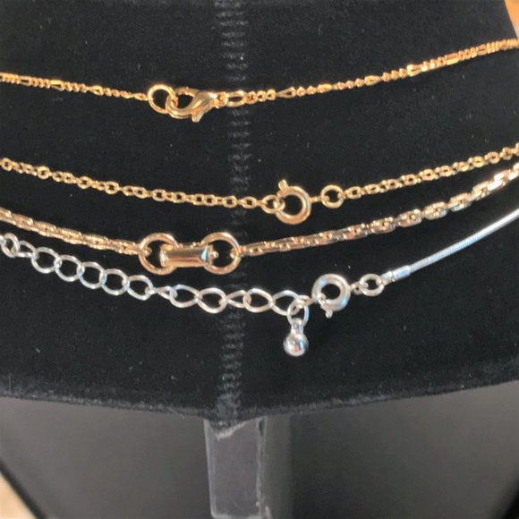 4 Pc Necklace Set Christian Cross God Jesus Church Silver & Gold Tone Rhinestone - Picture 4 of 11